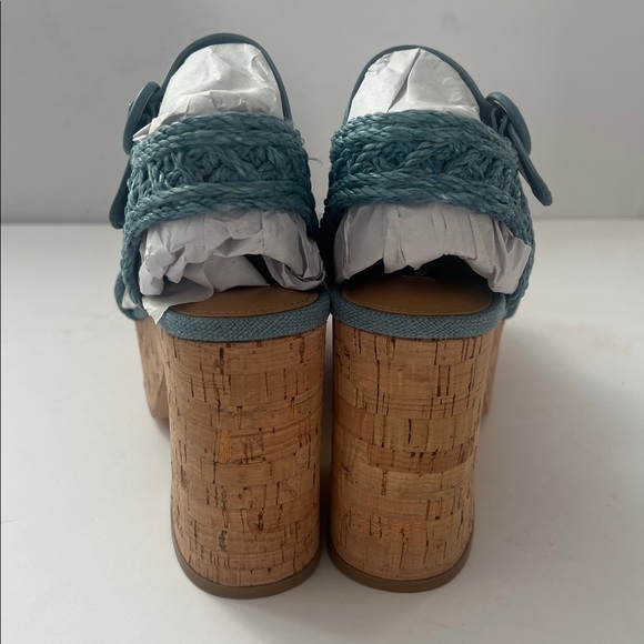 NWOT Nine West Comiele Wedge Sandals — Medium Blue • US 10 M ♣️ - Picture 5 of 7